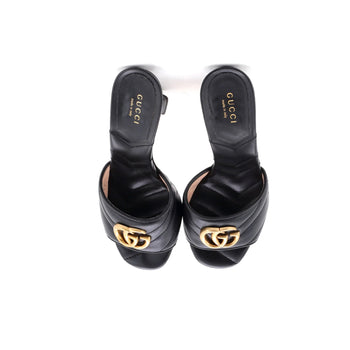 Leather Gucci Women's Marmont Slide Heeled Sandals Matelasse