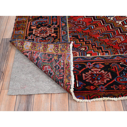 10'X12'8" Barn Red Vintage Zoroastrian Heris Pure Wool Hand Knotted Rug