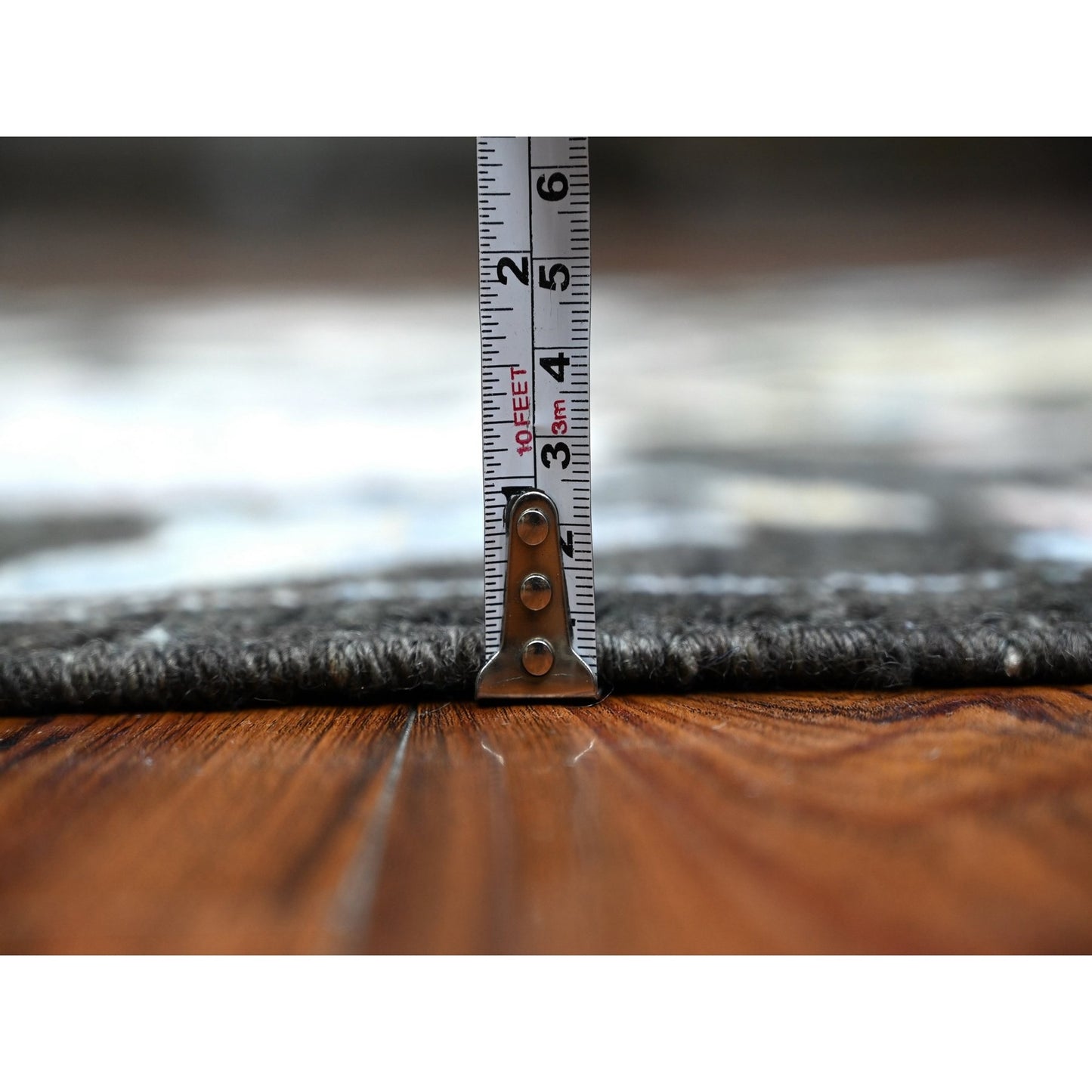 3'1"X11'6" Raisin Black Hand Knotted Angora Oushak Runner Oriental Rug