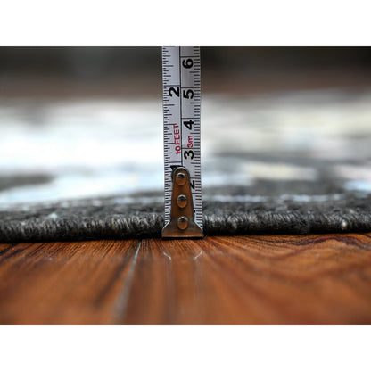 3'1"X11'6" Raisin Black Hand Knotted Angora Oushak Runner Oriental Rug