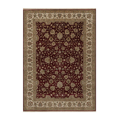 5'9"X8' Merlot Red Hand Knotted Rug Wool And Silk Indo Tebraz 300 Kpsi