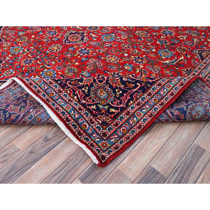 9'5"X13' Red Hand Knotted Wool Vintage Zoroastrian Kishoon Secured Rug