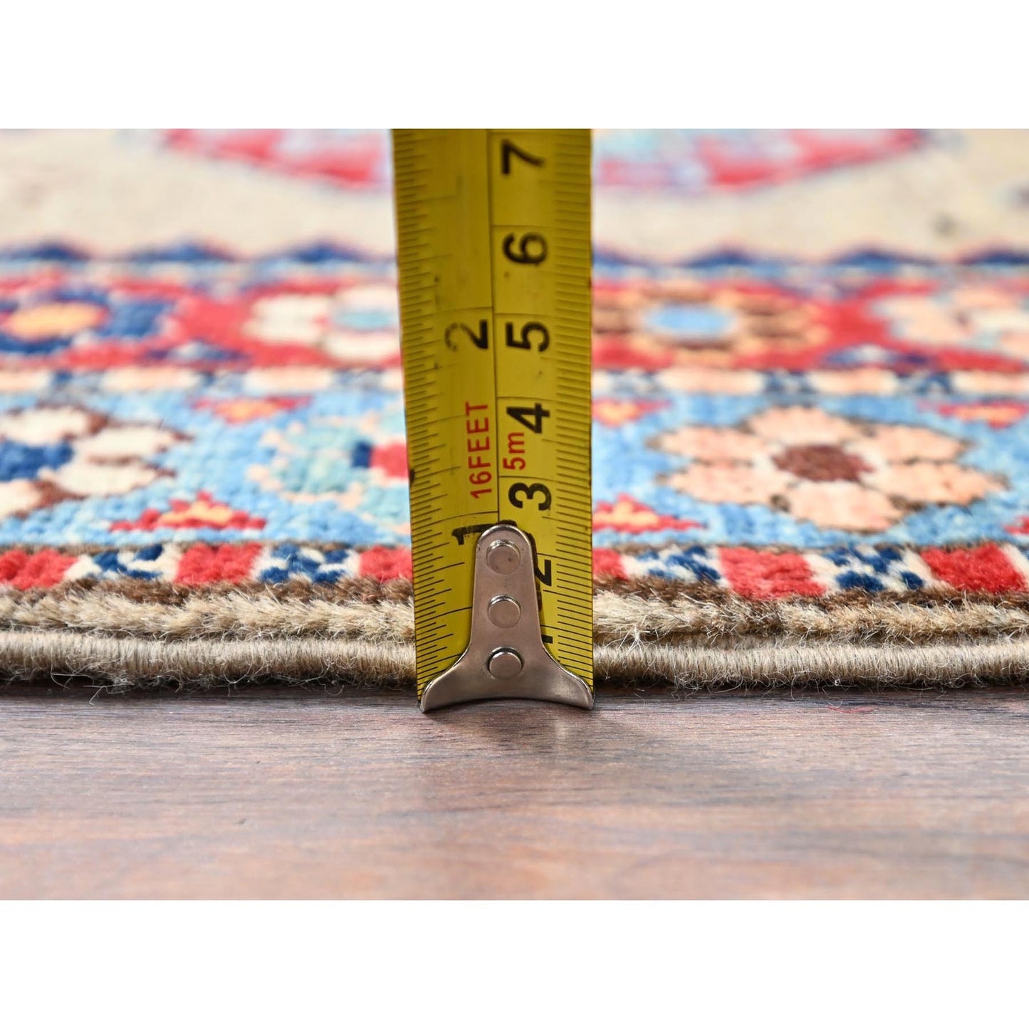 2'7"X9'8" Linen Beige Afghan Special Kazak Wool Hand Knotted Runner Rug