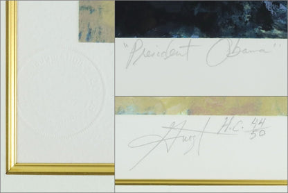 Chaz Guest President Obama Silkscreen Hc 44/50 Signed Contemporary Art Framed