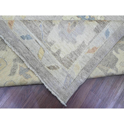 10'X13'8" Medium Gray Hand Knotted Angora Oushak Pure Wool Oriental Rug