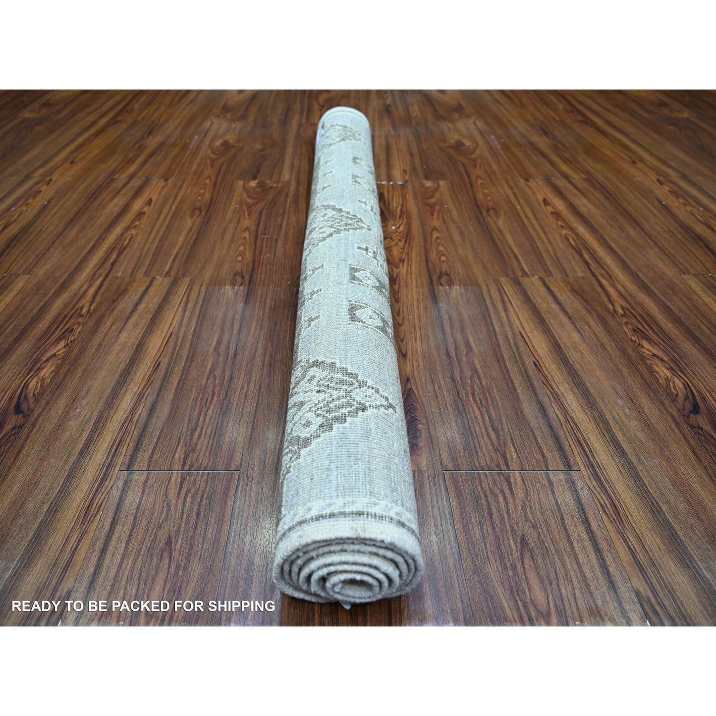 4'X5'8" Ash Gray Pure Wool Hand Knotted Fine Peshawar Oriental Rug