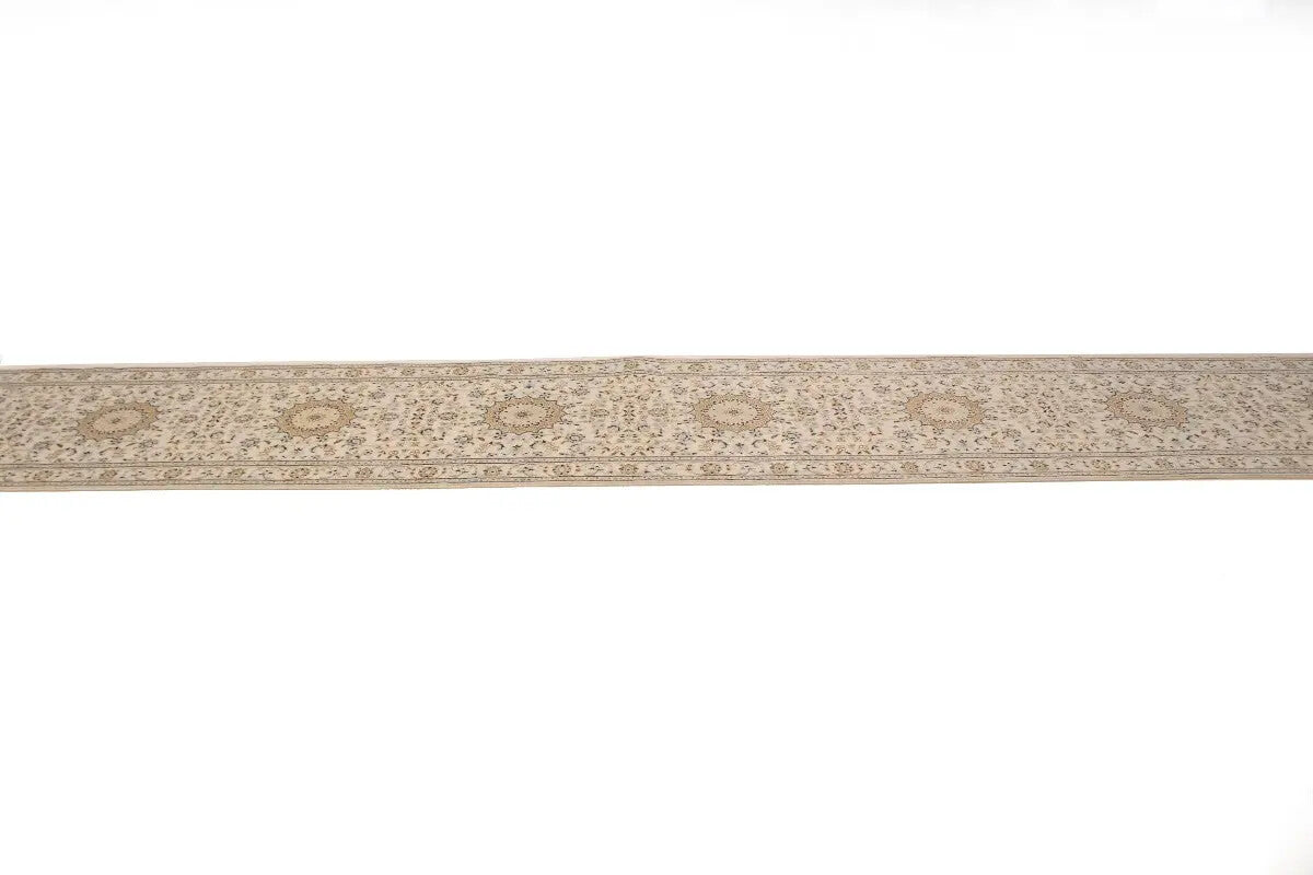 Extra Fine Floral Indo-Nain Runner Rug Oversized