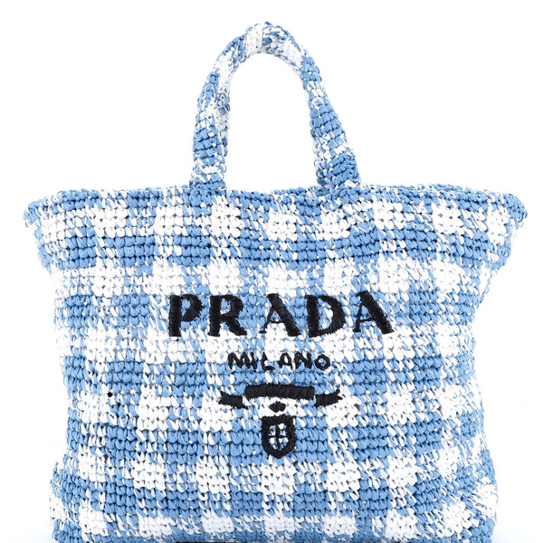 Large Prada Logo Tote Raffia