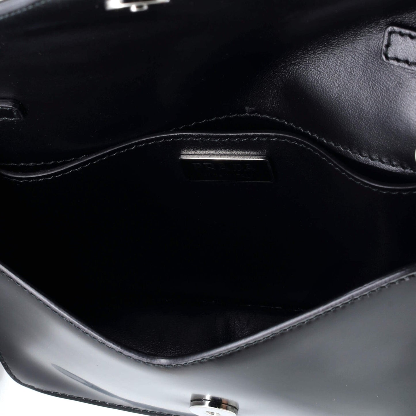 Prada Maxi Triangle Logo Chain Flap Bag Brushed Leather Small