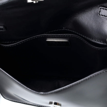 Prada Maxi Triangle Logo Chain Flap Bag Brushed Leather Small