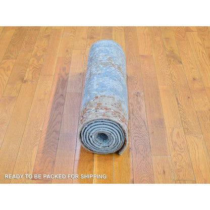 2'6"X10'3"Abstract Design Wool Farsian Knot Hand Knotted Runner Rug