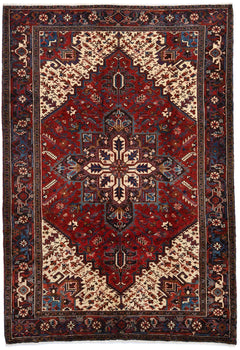 Red Serapi Oriental Rug Large Vintage Geometric