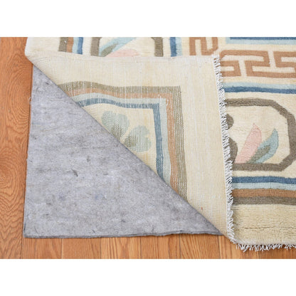13'9"X23'5" Ivory Vintage Ming Dynasty Hand Knotted Full Pile Xl Wool Rug