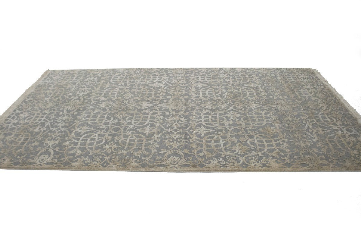 6X9 ft Signed Extra Fine 400 Knots Handmade Oriental Rug Gray Beige Decor Carpet