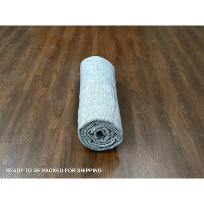 8'X10' Marengo Gray Modern Design Hand Loomed Wool And Bamboo Silk Rug