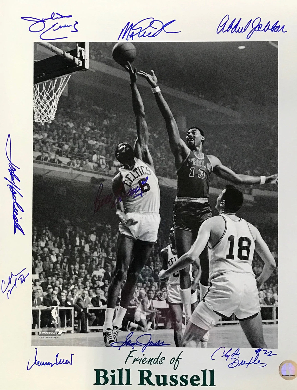 Friends Of Bill Russell Autographed 16X20 Basketball Photo