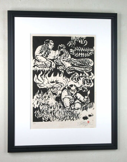 Jorg Schmeisser 1970 Original Woodblock Print