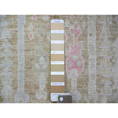 2'9"X19' Faded Brown Afghan Angora Oushak Wool Hand Knotted Runner Rug