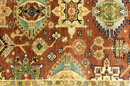 5X8 Ft Hand-Knotted Indo-Karajeh Tribal Geometric