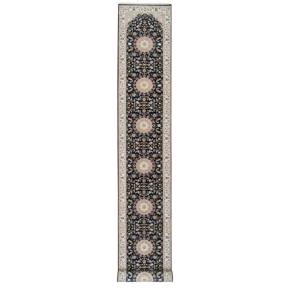 2'8"X19'2" Blue Nain 250 Kpsi Hand Knotted Wool Xl Runner Oriental Rug