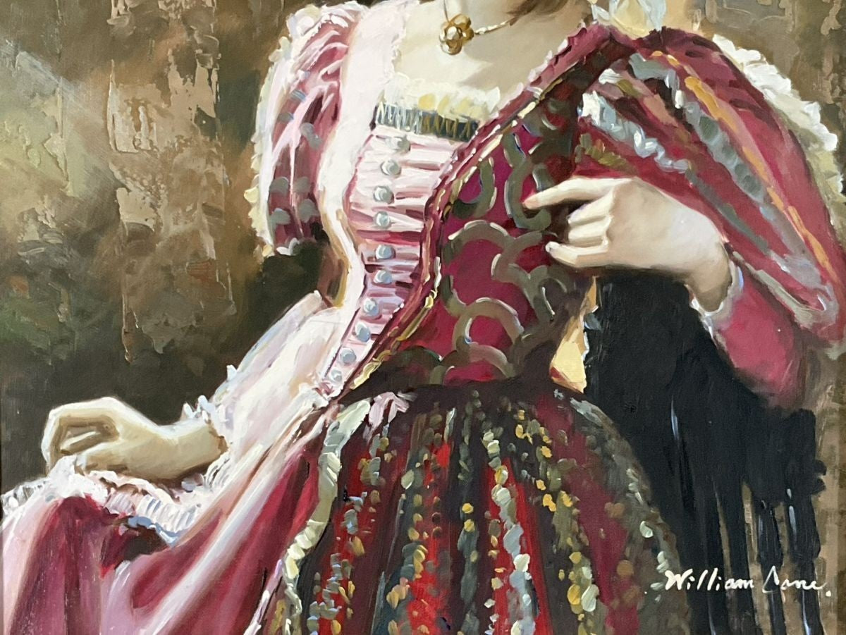 William Cane Original Oil Painting | Baroque Lady Portrait | Large Vintage Frame