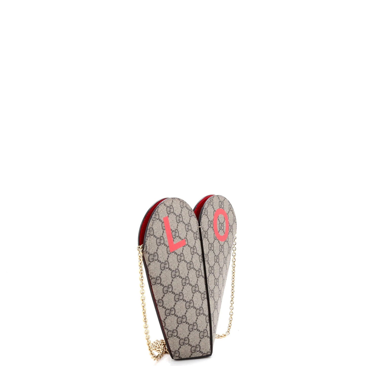 Gucci Valentine'S Day Chain Heart Bag Printed Gg Coated Canvas Small