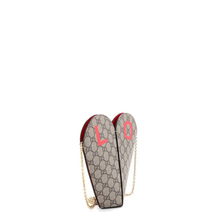 Gucci Valentine'S Day Chain Heart Bag Printed Gg Coated Canvas Small