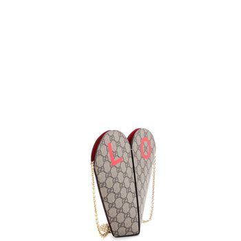 Gucci Valentine'S Day Chain Heart Bag Printed Gg Coated Canvas Small
