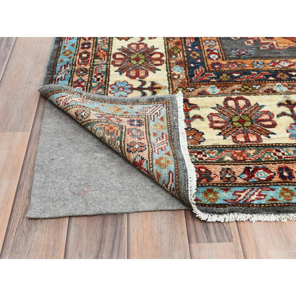 10'3"X13'10" Stone Gray Soft Wool Hand Knotted Afghan Super Kazak Rug