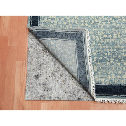 3'1"X5'1" Blue Modern Design Organic Wool Hand Knotted Oriental Rug