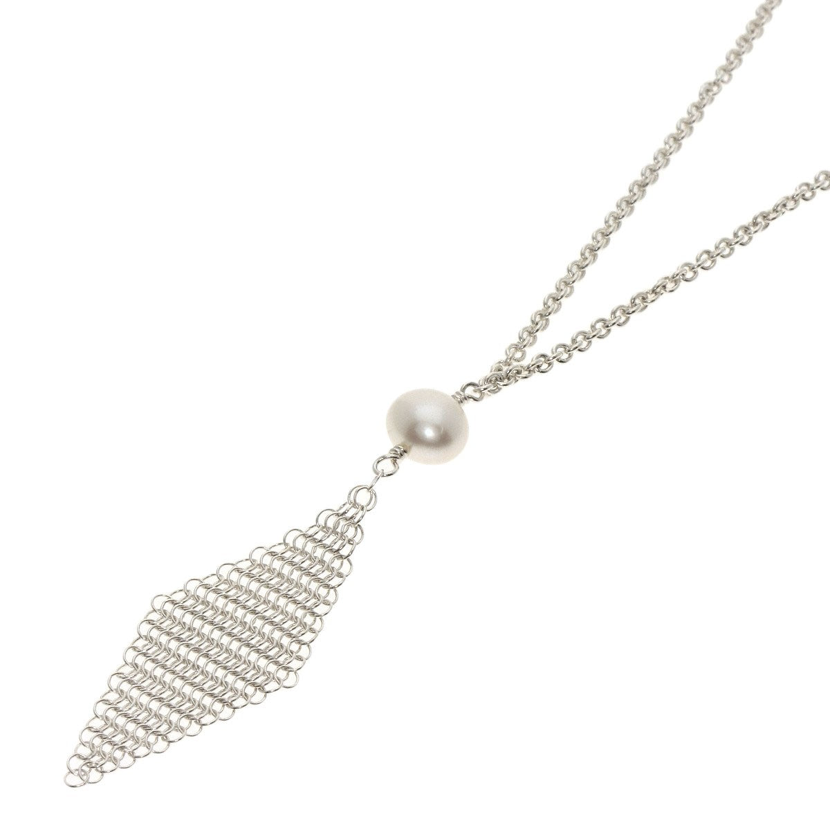 Silver TIFFANY&Co. Freshwater Pearl Mesh Necklace