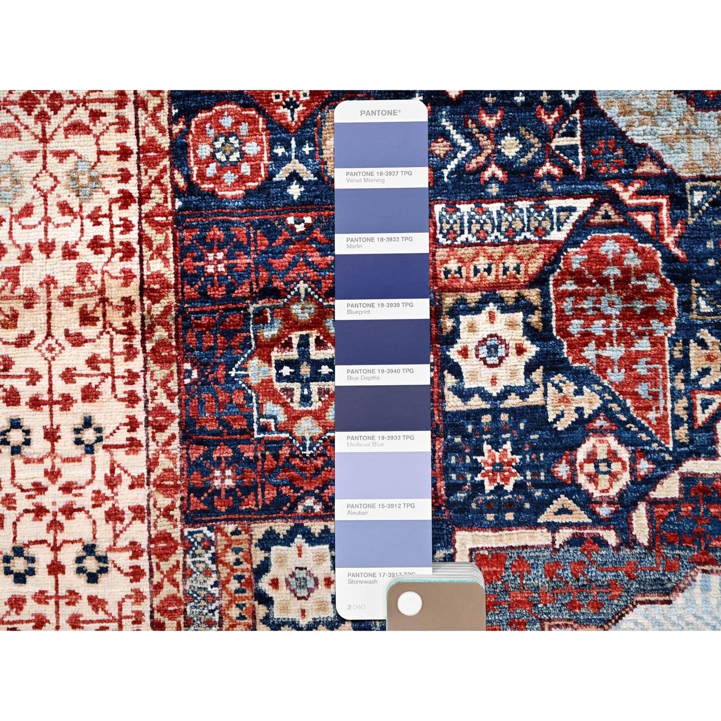 3'10"X6'3" Blue Hand Knotted Mamluk Design Pure Wool Oriental Rug