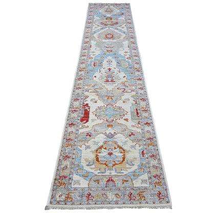 2'6"X12'4" Ivory Ancient North West Zoroastrian Hand Knotted Runner Rug