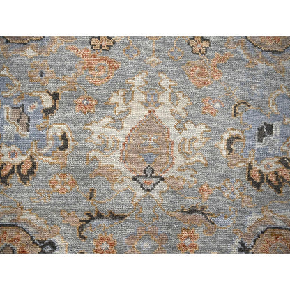 7'10"X8' Hand Knotted Oushak Inspired Pure Wool Round Oriental Rug