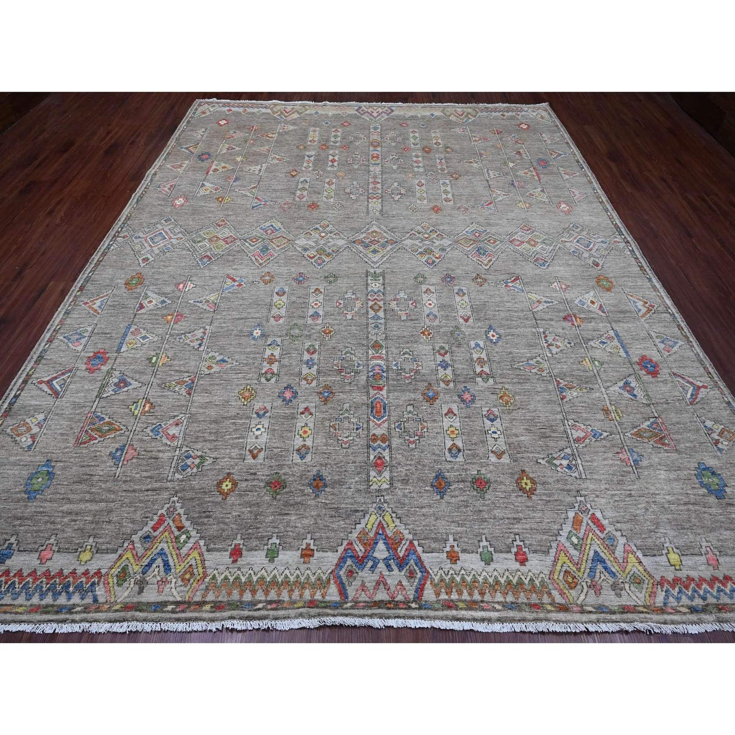 Rug 9'1"x11'5" Gray Moroccan Berber Influence Wool Hand Knotted Oriental