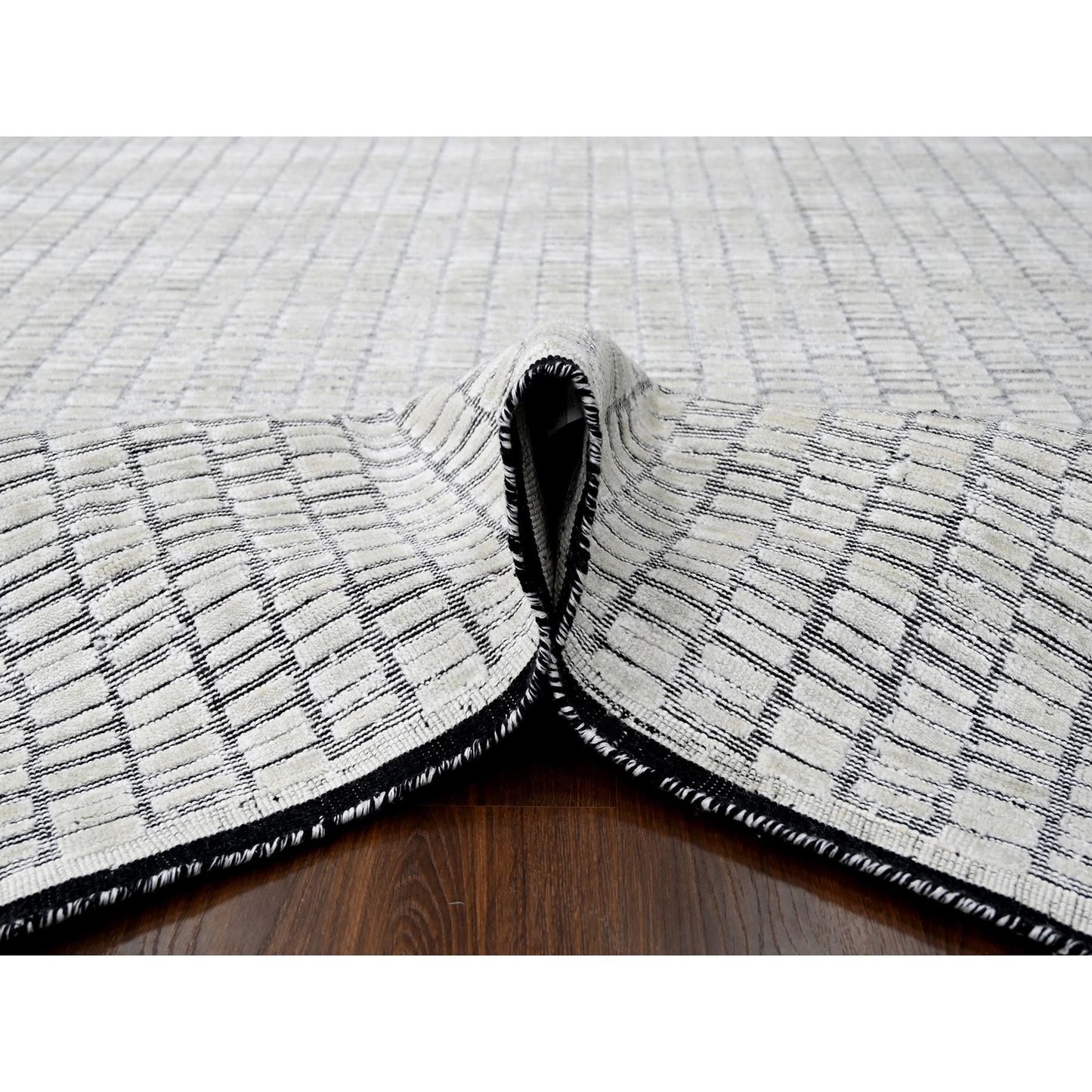 9'X12'1" Ivory Modern Roman Design Hand Loomed Oriental Rug