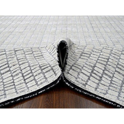 9'X12'1" Ivory Modern Roman Design Hand Loomed Oriental Rug