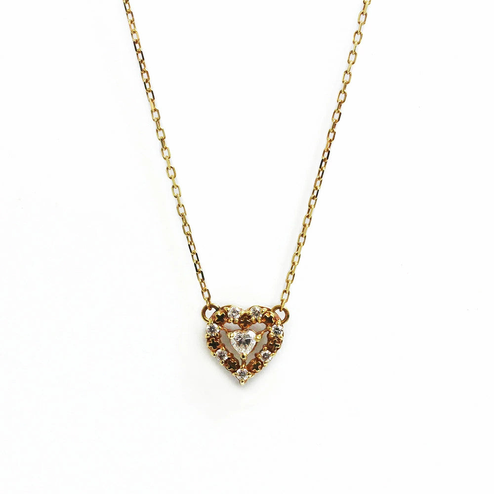 Ahkah Princess Heart Diamond Necklace K18Yg 750 Ak0456010100