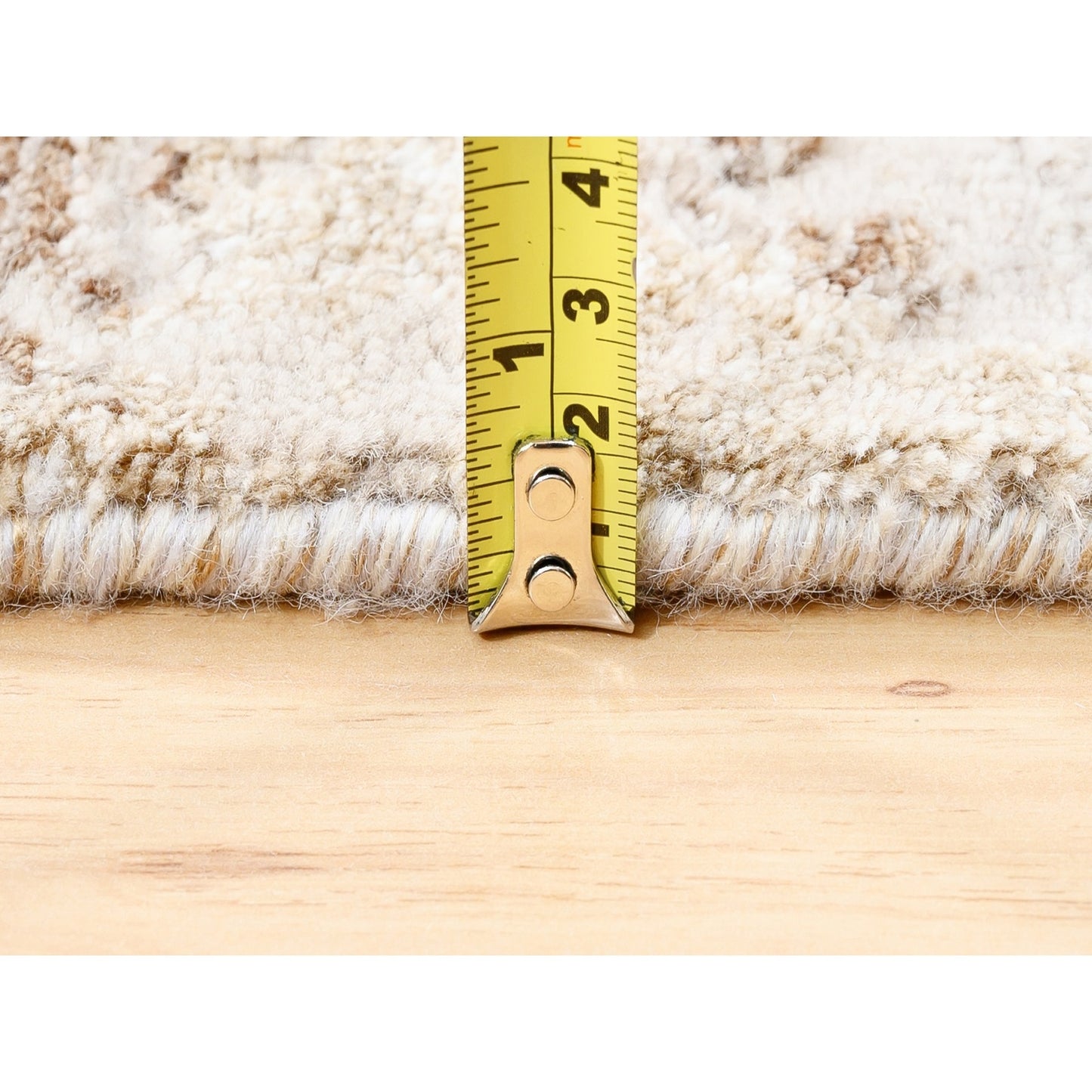 2'9"X10' Beige With Brown Modern Wool-Silk Hand Knotted Runner Rug