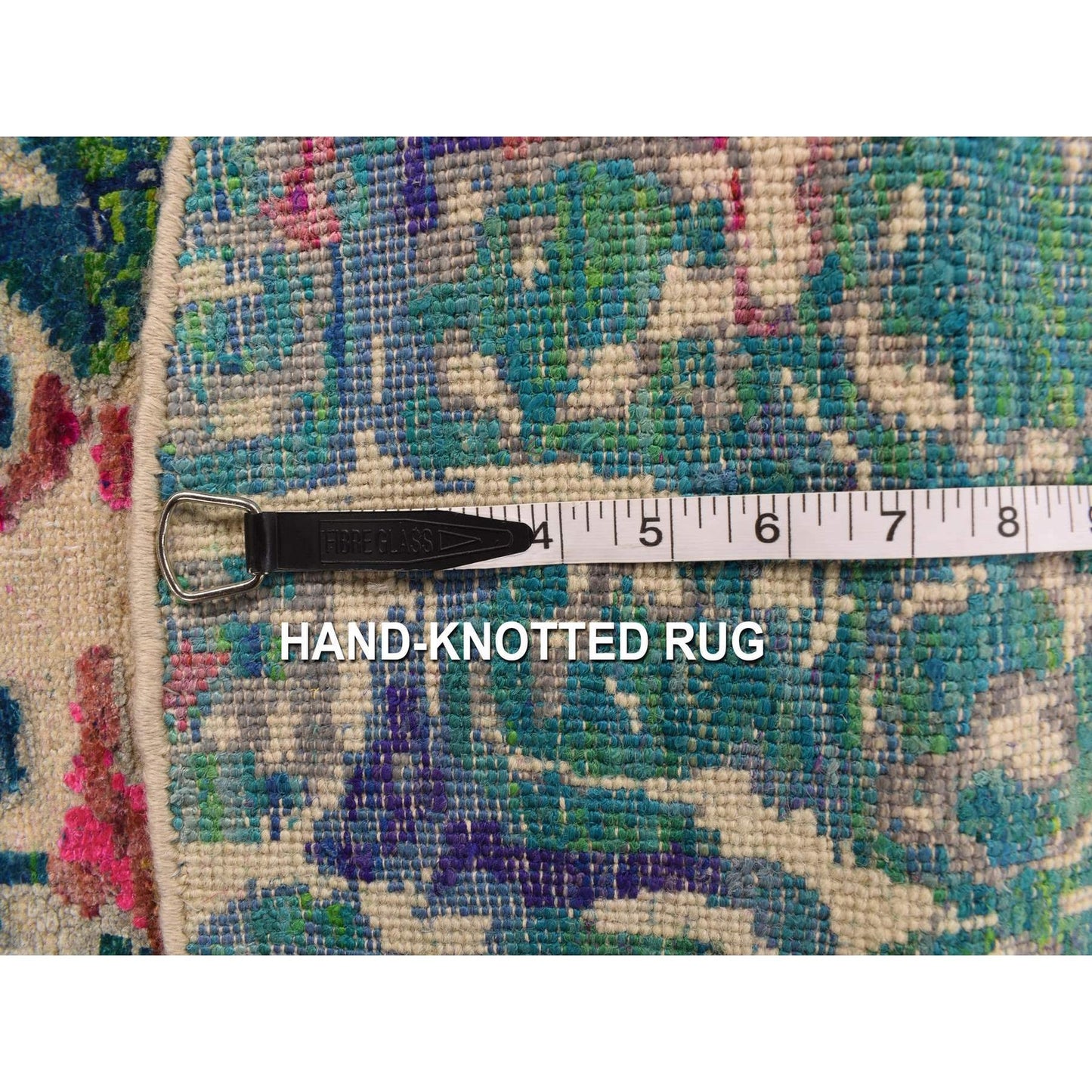 4'X4' Blue With All Over Colorful Peacock Design Round Oriental Rug