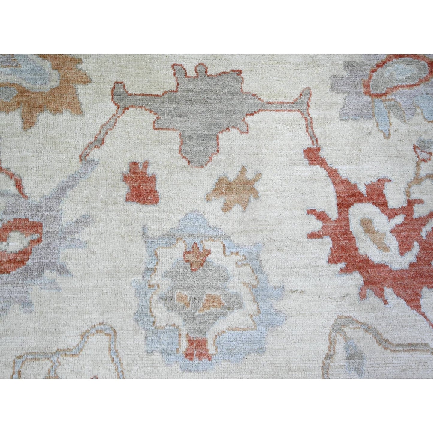 7'8"X10'2" Ivory, Hand Knotted Afghan Angora Oushak, Pure Wool, Rug
