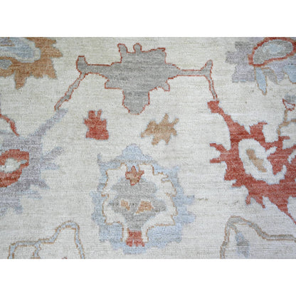 7'8"X10'2" Ivory, Hand Knotted Afghan Angora Oushak, Pure Wool, Rug