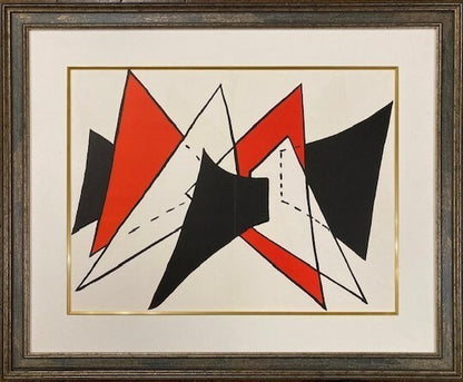Alexander Calder DERRIERE LE MIROIR Lithograph 1963 blue gold leaf Framed