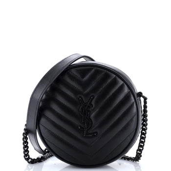 Saint Laurent Vinyle Round Camera Bag Matelasse Chevron Leather