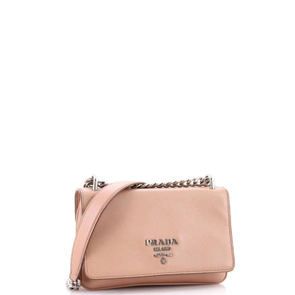 Small Prada Chain Flap Crossbody Bag Saffiano and Soft Calf