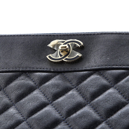 Chanel Mademoiselle Vintage O Case Clutch Quilted Sheepskin Medium