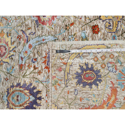 2'7"X23'10" White Sickle Leaf Hand Knotted Silk And Wool Xl Runner Rug