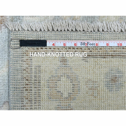 3'X13'7" Gray Afghan Angora Ushak Pure Wool Hand Knotted Runner Rug