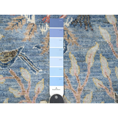 5'X14'8" Blue Hand Knotted Wool Tree Of Life Peshawar Wide Runner Rug