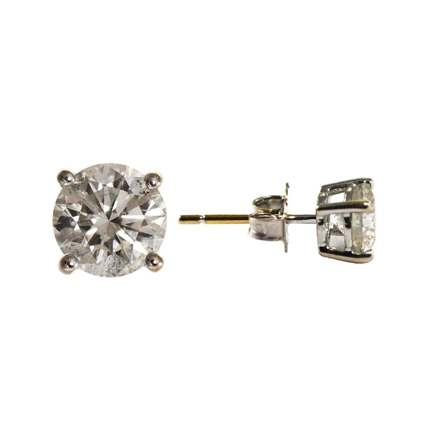 14K White Gold Diamond Stud Earrings 1.60Ct